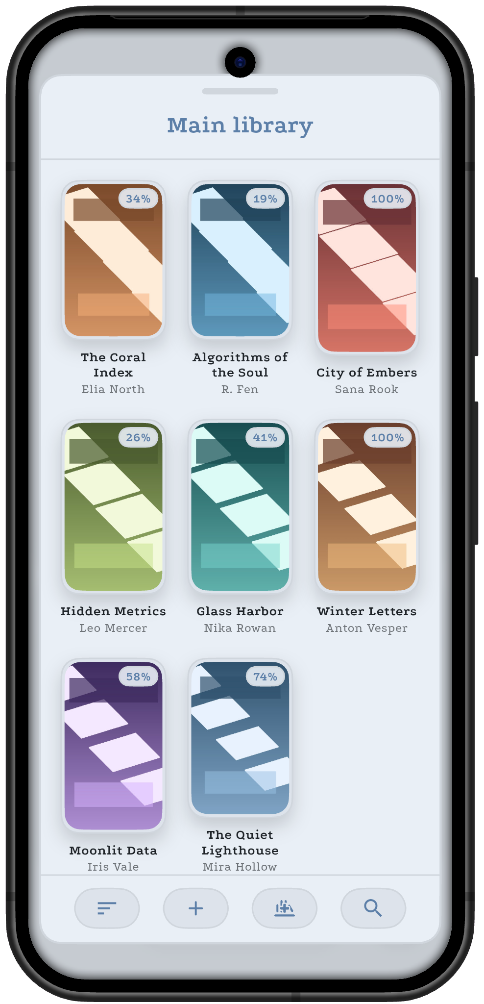 ReadTally library grid screen