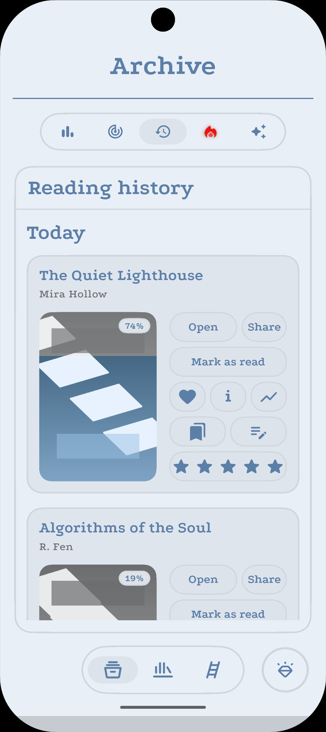 ReadTally reading history screen